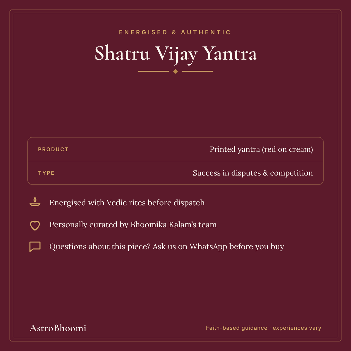 Shatru Vijay Yantra: energised and authentic, AstroBhoomi