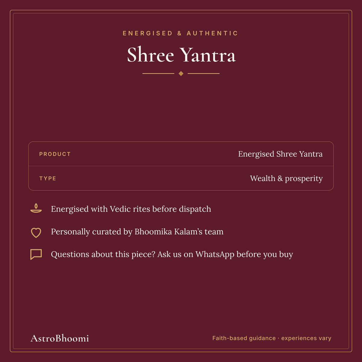 Shree Yantra: energised before dispatch and curated by AstroBhoomi