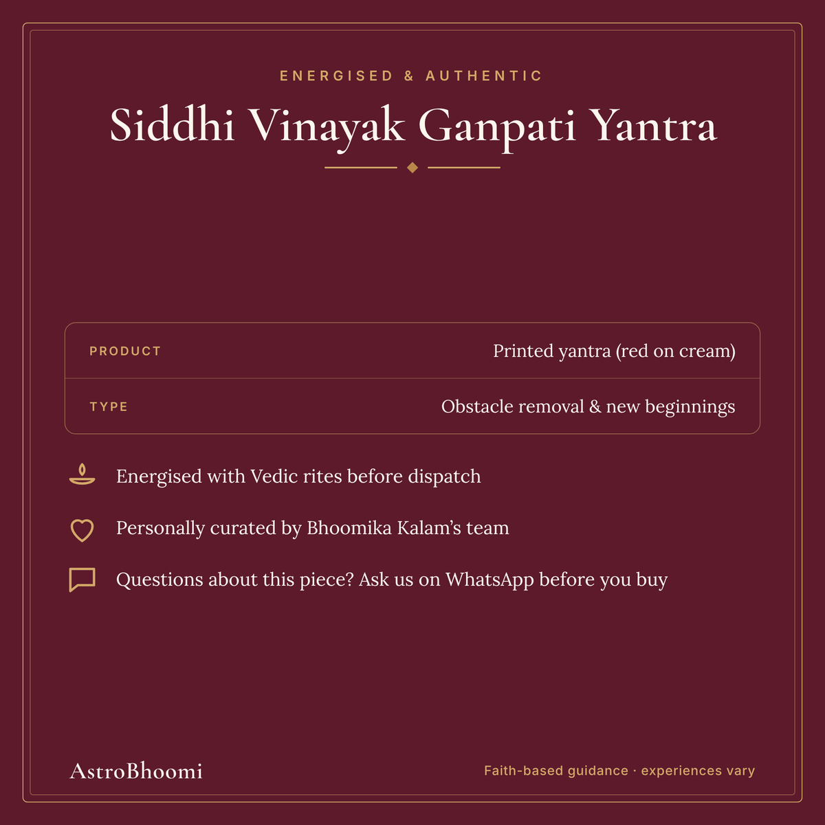 Siddhi Vinayak Ganpati Yantra: energised and authentic, AstroBhoomi