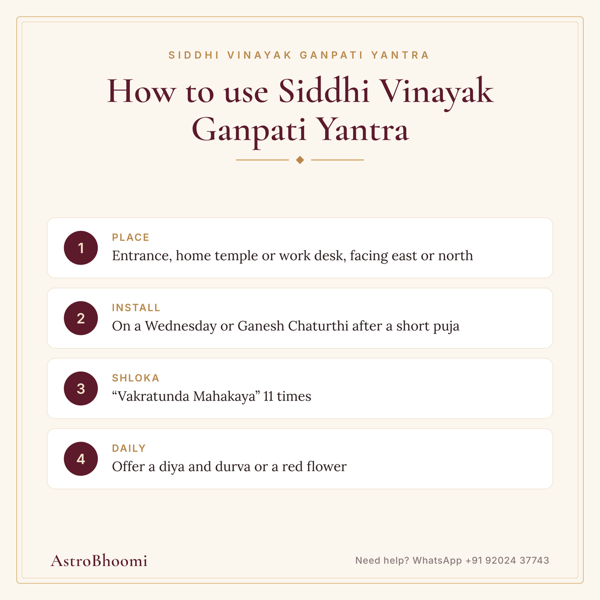 How to use Siddhi Vinayak Ganpati Yantra