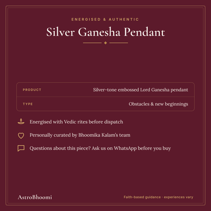 Silver Ganesha Pendant: energised and authentic, AstroBhoomi