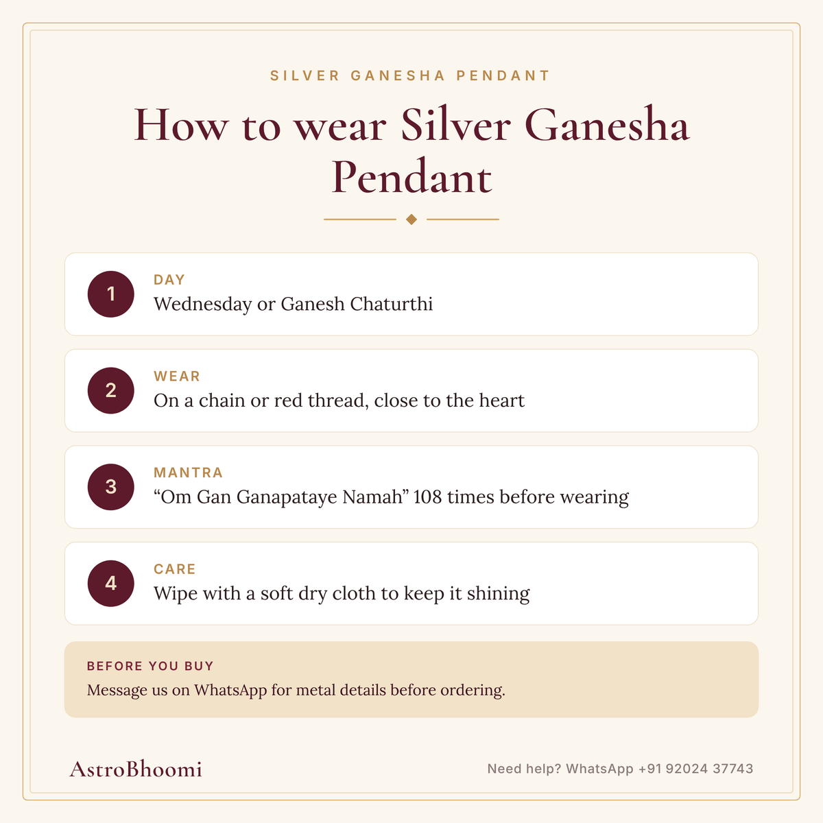 How to wear Silver Ganesha Pendant