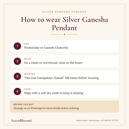 How to wear Silver Ganesha Pendant