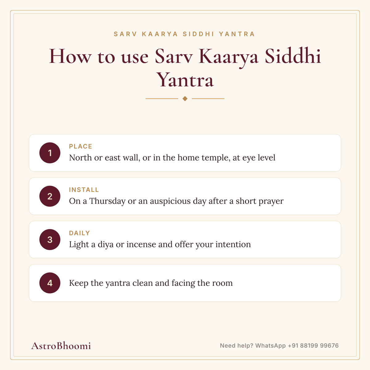 How to use Sarv Kaarya Siddhi Yantra: step-by-step guide