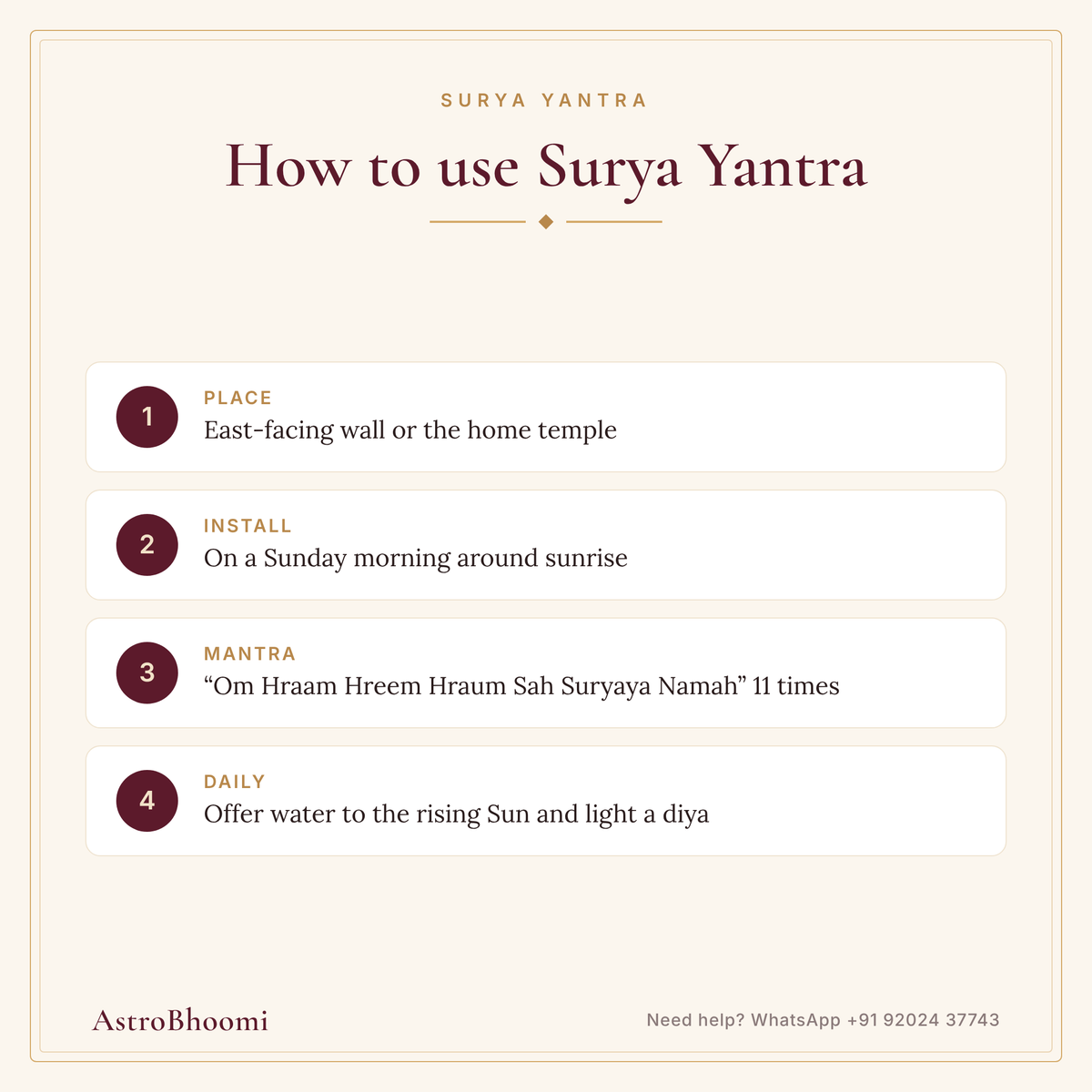 How to use Surya Yantra