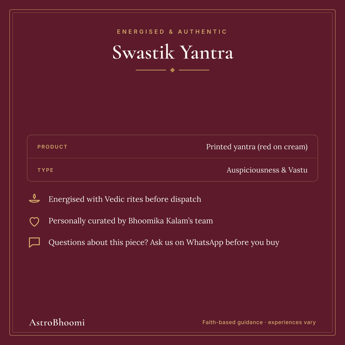 Swastik Yantra: energised and authentic, AstroBhoomi
