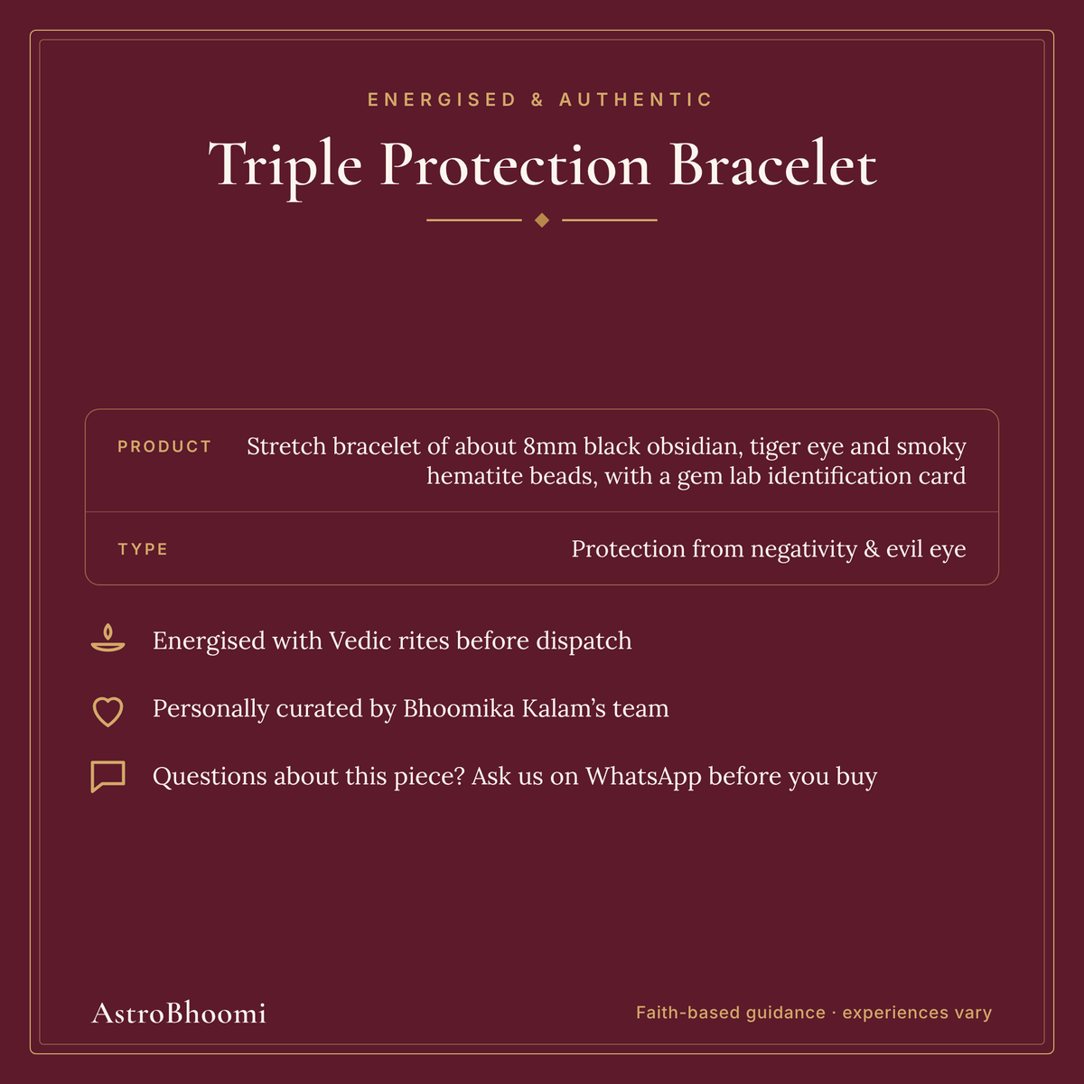 Triple Protection Bracelet: energised and authentic, AstroBhoomi