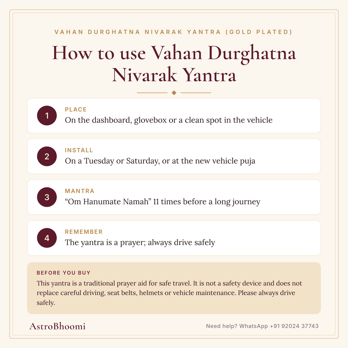How to use Vahan Durghatna Nivarak Yantra
