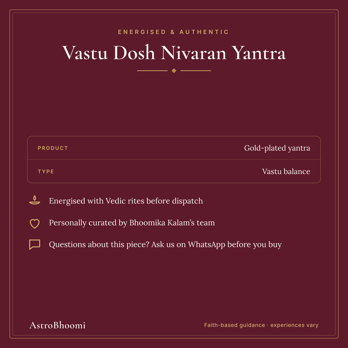 Vastu Dosh Nivaran Yantra: energised and authentic, AstroBhoomi