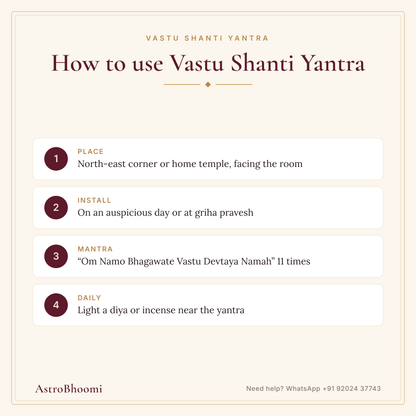 How to use Vastu Shanti Yantra