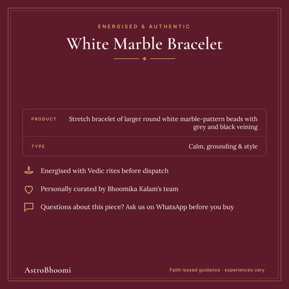 White Marble Bracelet: energised and authentic, AstroBhoomi