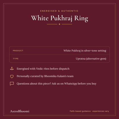 White Pukhraj Ring: energised and authentic, AstroBhoomi