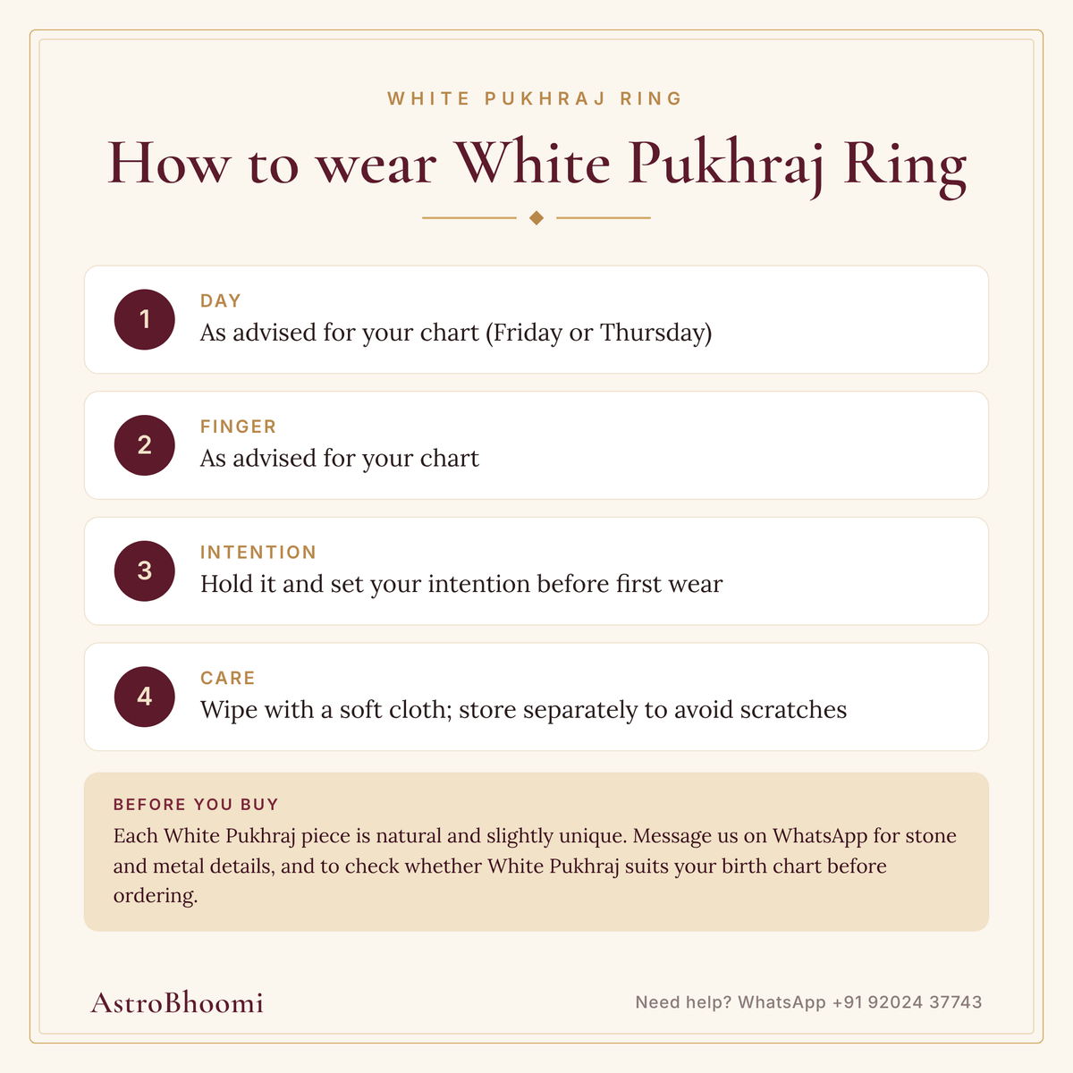 How to wear White Pukhraj Ring