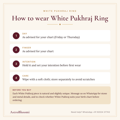 How to wear White Pukhraj Ring