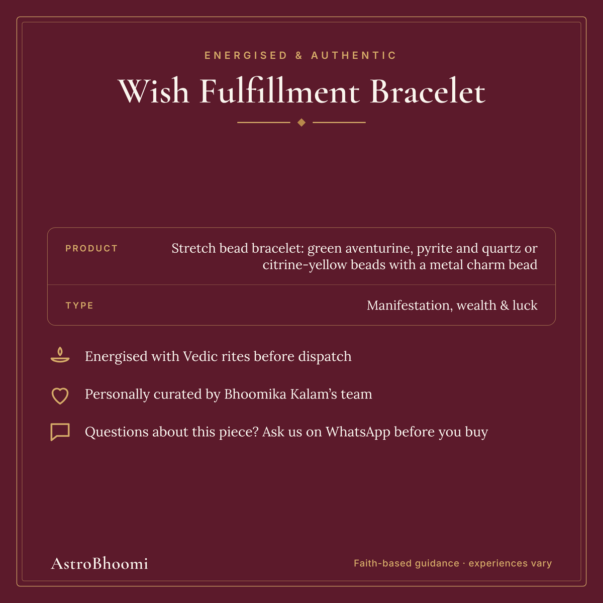 Wish Fulfillment Bracelet: energised and authentic, AstroBhoomi